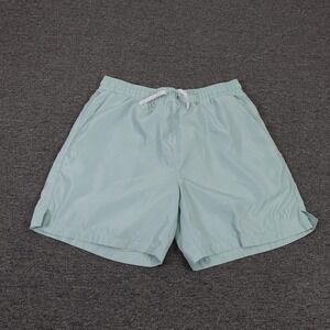 Maison Article Swim Shorts Mens Large Green Solid Lined Drawstring Quick Dry